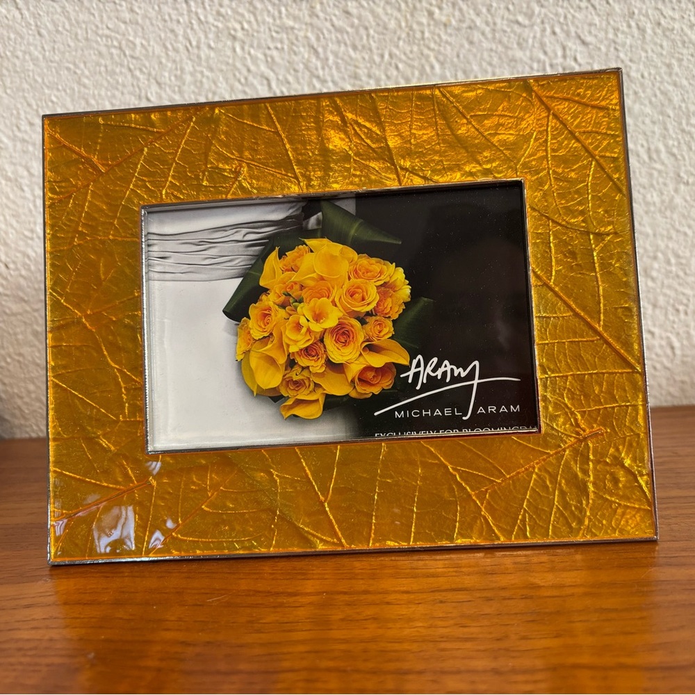 Michael Aram silver with Gold Forest Leaf Texture Picture Frame